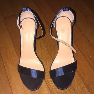 Navy Blue Satin Strap heels